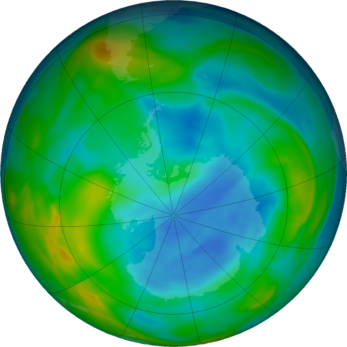 Antarctic ozone map for 10 June 2018